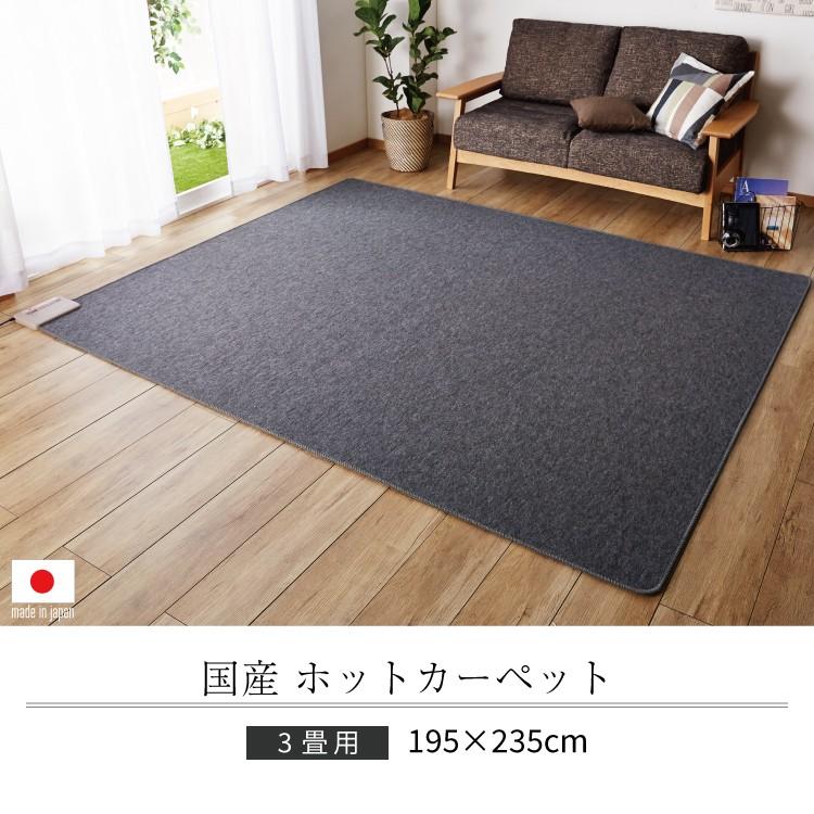 日本製 ホットカーペット 3畳 本体 195x235cm 6時間オフタイマー ダニ