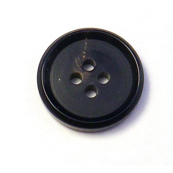 本水牛ボタン 18mm 黒ツヤ有り スーツ コート用 定番の水牛型 No.580