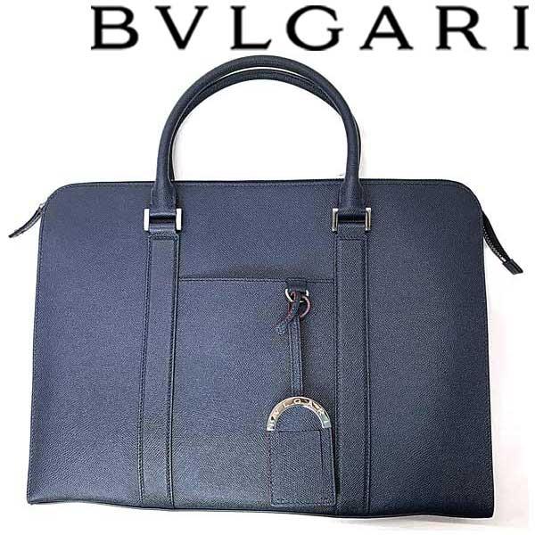 BVLGARI（ブルガリ） バッグ 型押しレザー ブリーフケース デニム