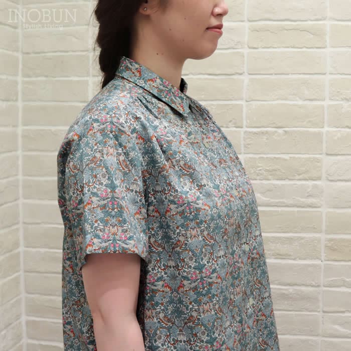 再入荷予定なし】J.Sloane リバティ 半袖 ギャザーレギュラーシャツ