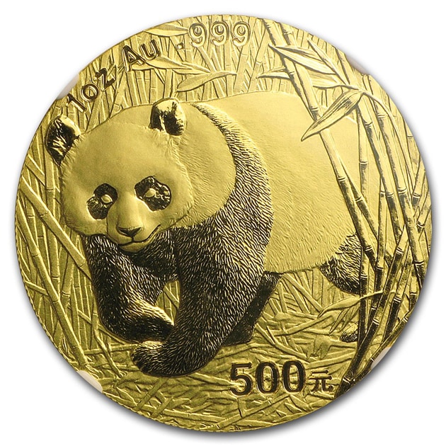 パンダ金貨 1オンス 500元 2002年製 中国人民銀行発行 MS-68 NGCの販売