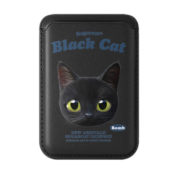 sugarcat] MagSafe カードケース 黒猫 bomb / 猫デザイン ブラック