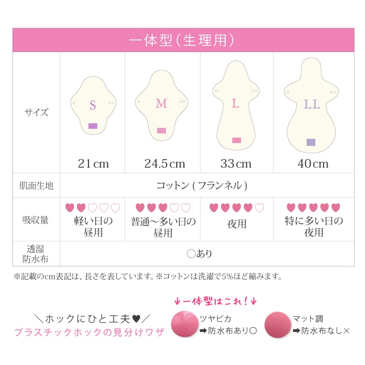 布ナプキン 一体型 Mサイズ 草木染め 1枚 [ 防水布入り布ナプキン/昼用