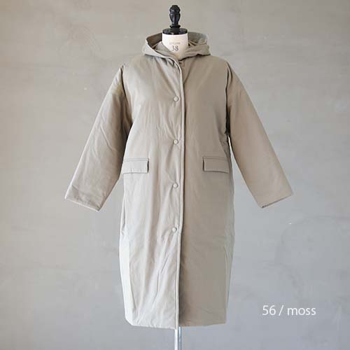 e213t166) / evam eva(エヴァムエヴァ) /padding hooded long coat