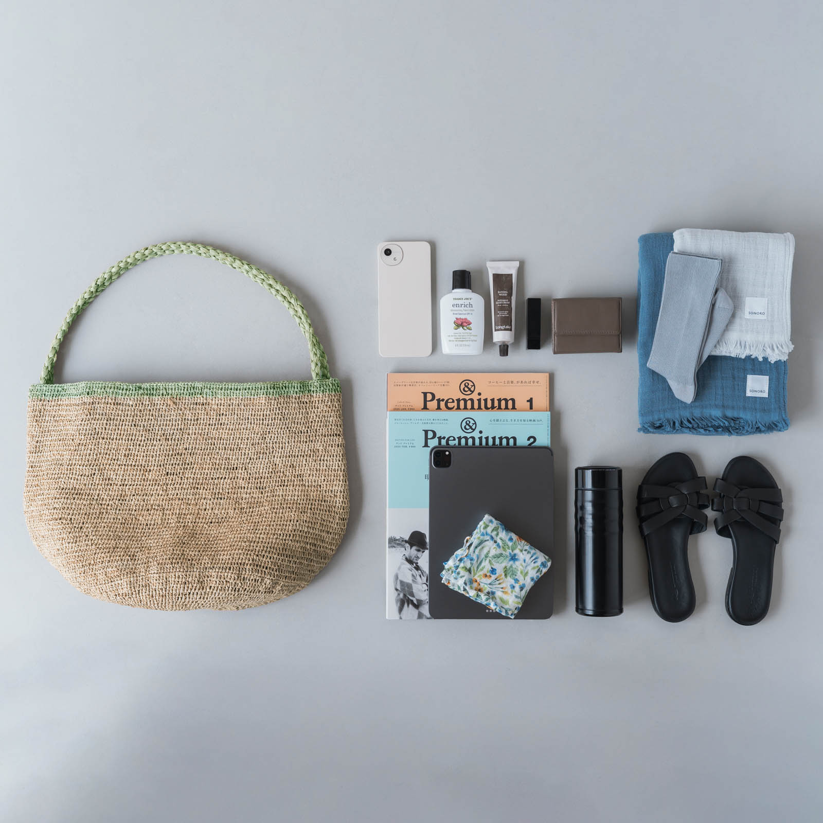 MOUMOUNE ラフィアバッグ Tea & Khaki