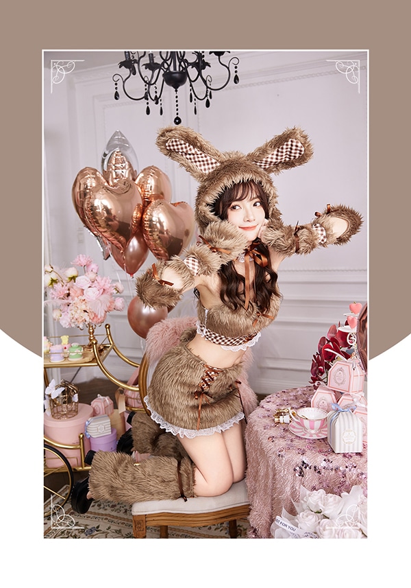 即日発送】テディバニーギンガムファーセットアップ《ハロウィン