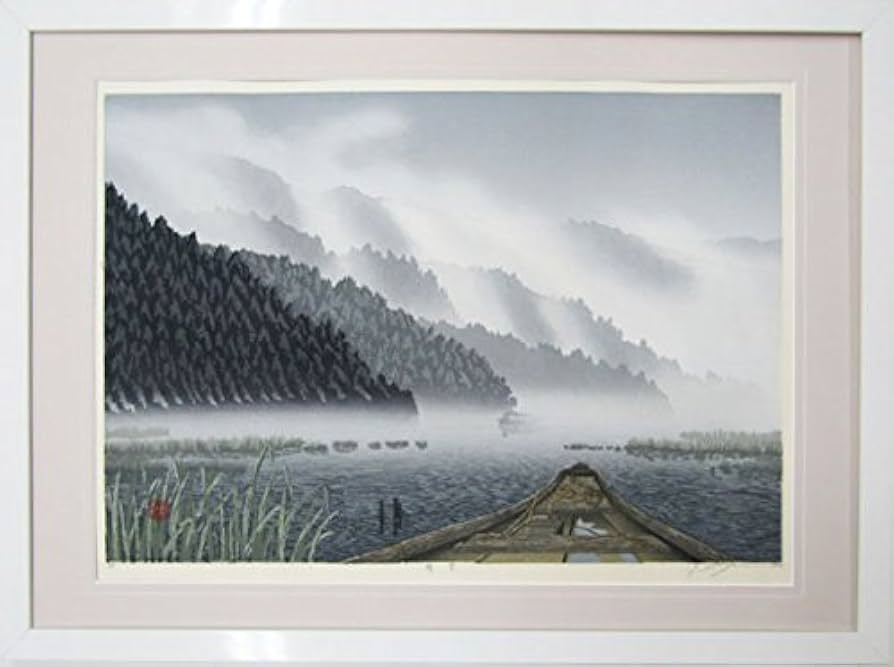 Amazon.co.jp: 宮本秋風『峰雲』木版画 ・風景画・【版画・絵画