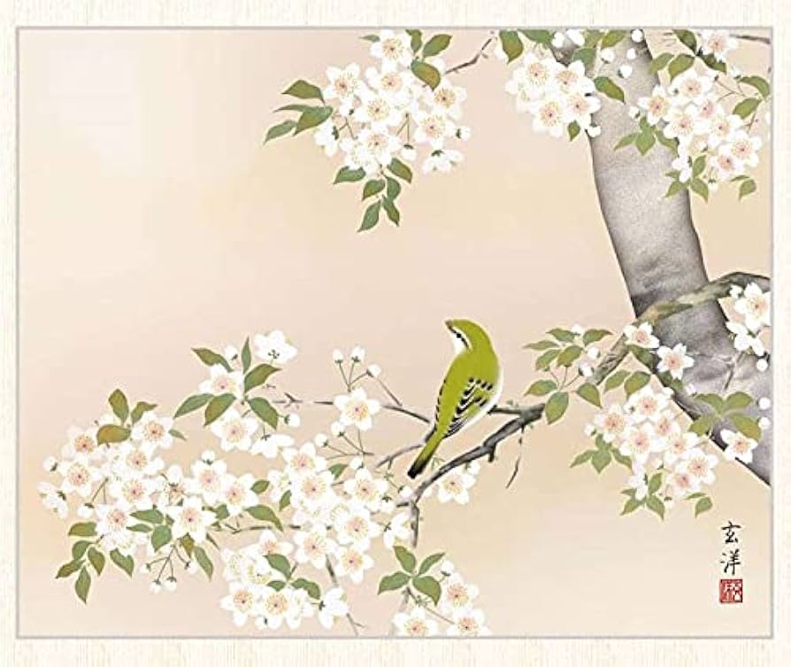 Amazon | 日本画 近藤玄洋 桜に鶯（さくらにうぐいす） F8 花鳥画 春
