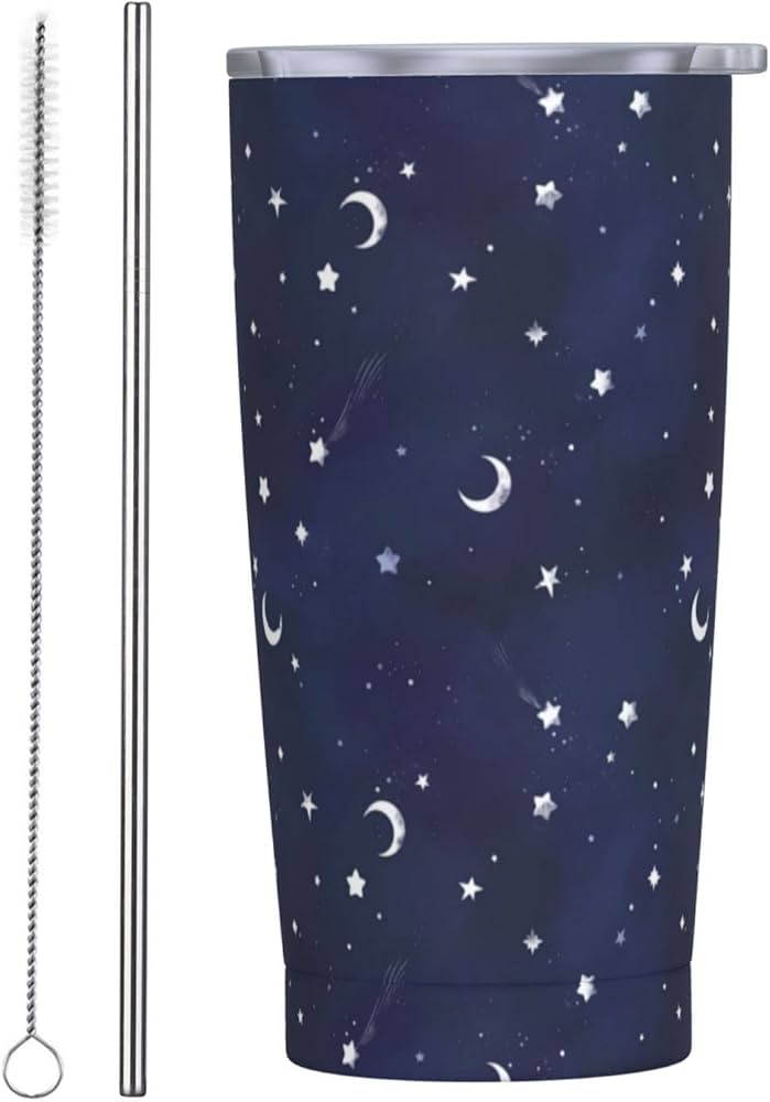 Amazon | 夜空 月と星 タンブラー 20オンス ステンレススチール 真空