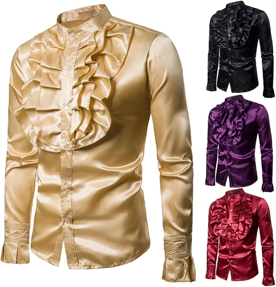 Amazon.com: Vintage 70s Frill Ruffle Dress Shirt for Men Gothic