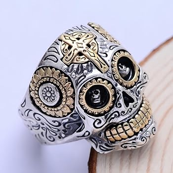 Amazon | メンズ メキシカンスカルリング シルバー925 シュガースカル