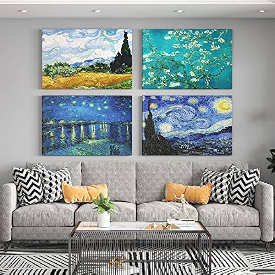 Amazon.co.jp: ゴッホアートパネル 4枚セット 飾り絵 有名な絵画