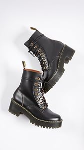 Amazon.com | Dr. Martens Women's Leona Leather Heeled Boot, Black