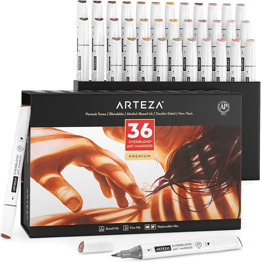 Amazon.com: ARTEZA Alcohol Markers – Set of 36 Portrait & Skin