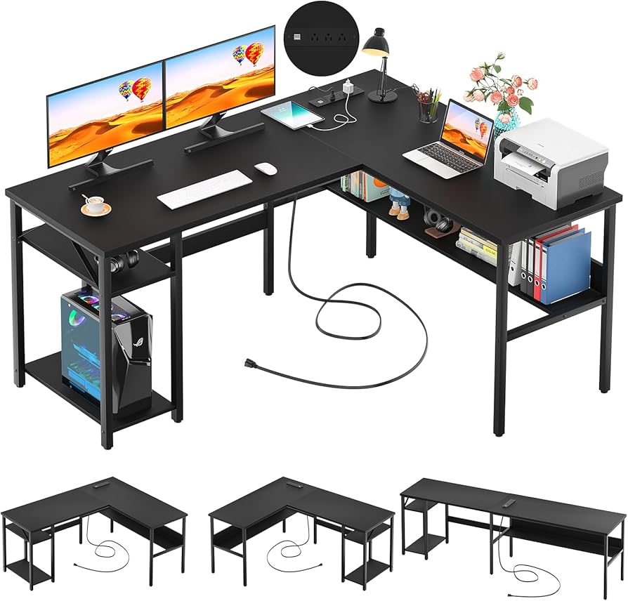 Amazon.com: Unikito Reversible L Shaped Desk with Magic Power