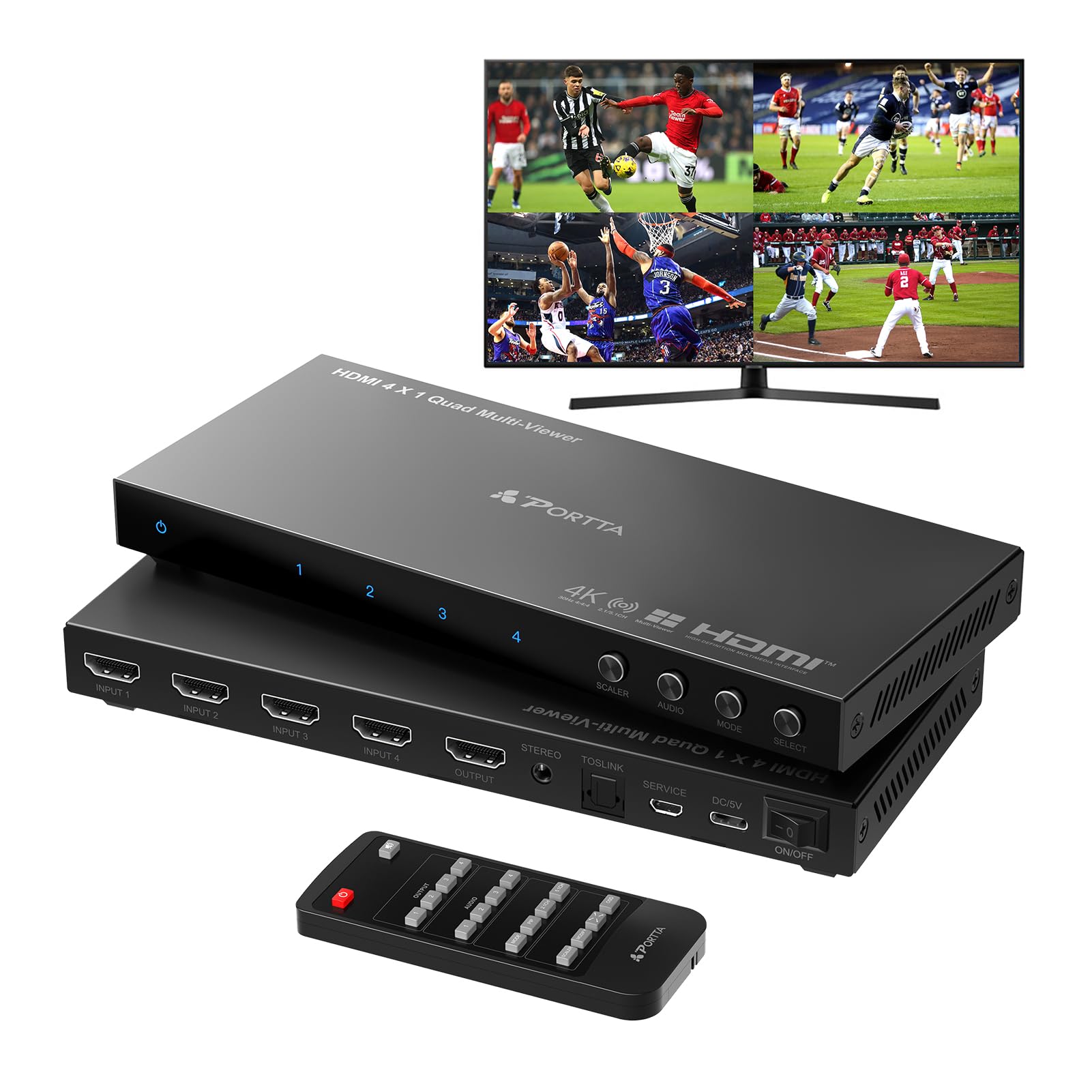 Amazon | PORTTA 4K HDMI マルチビューワースイッチ 4x1 PIP付き
