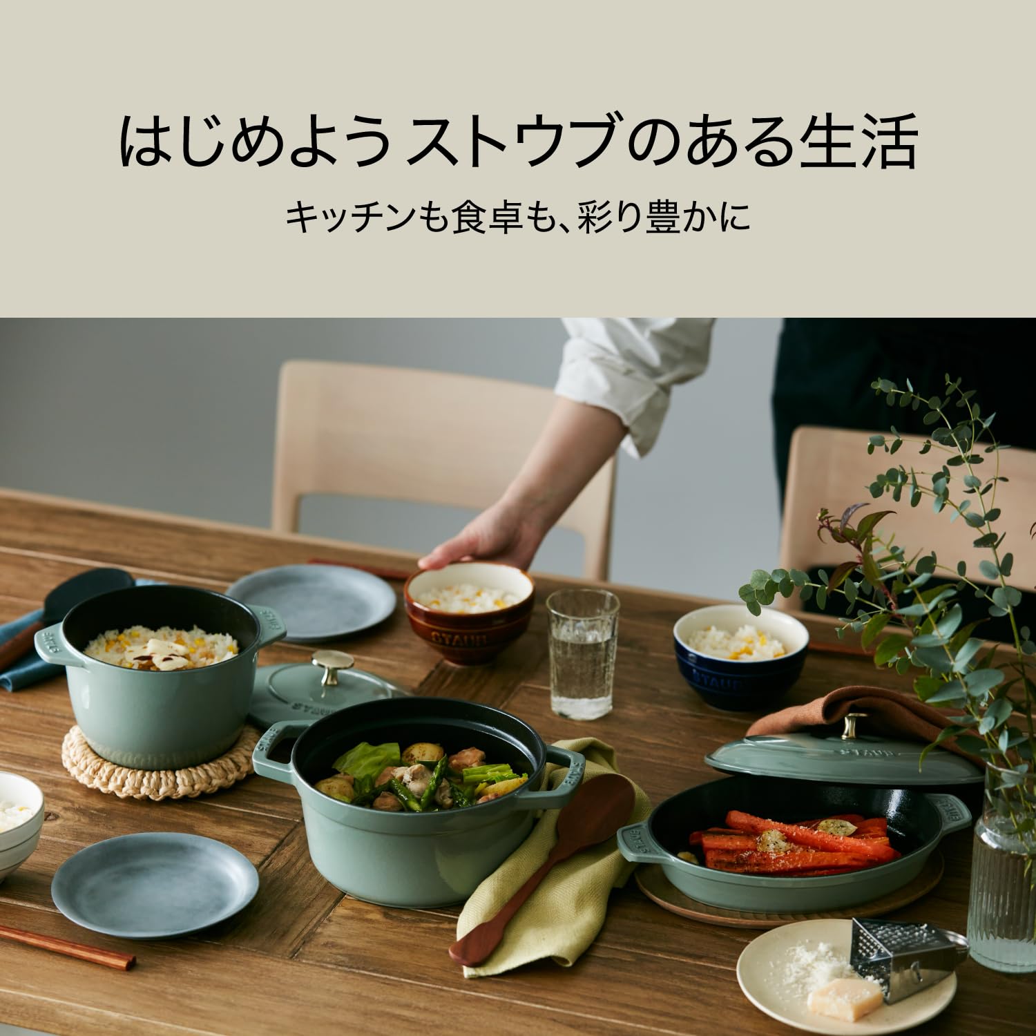 Amazon.co.jp: staub ストウブ 「 ラ ココット de GOHAN リネン L 20cm