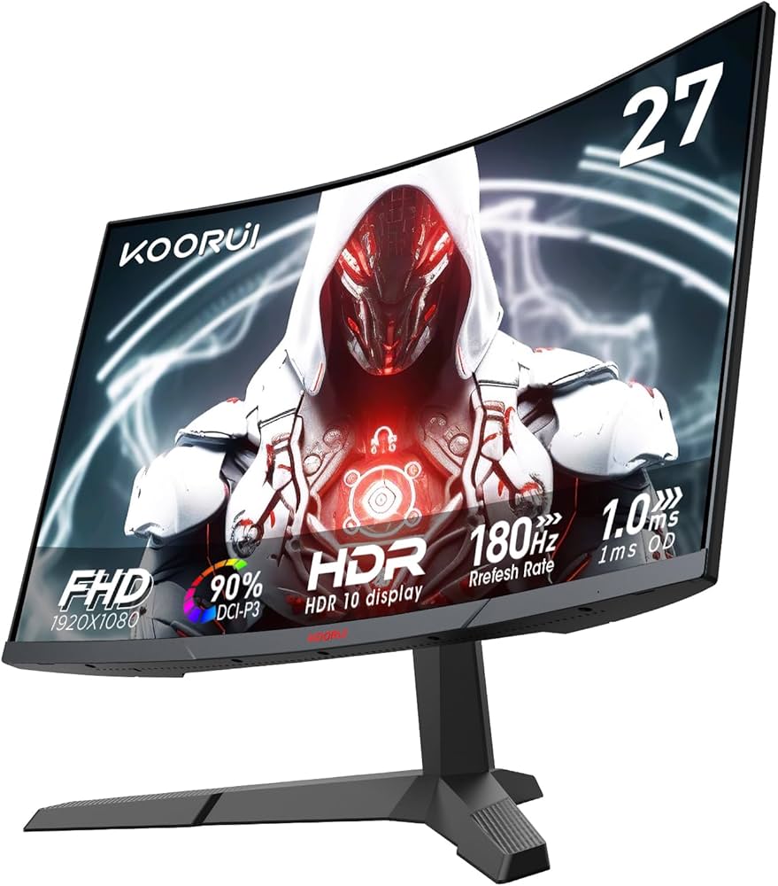 Amazon.co.jp: KOORUI ゲーミングモニター 湾曲 27インチ 180Hz 1ms