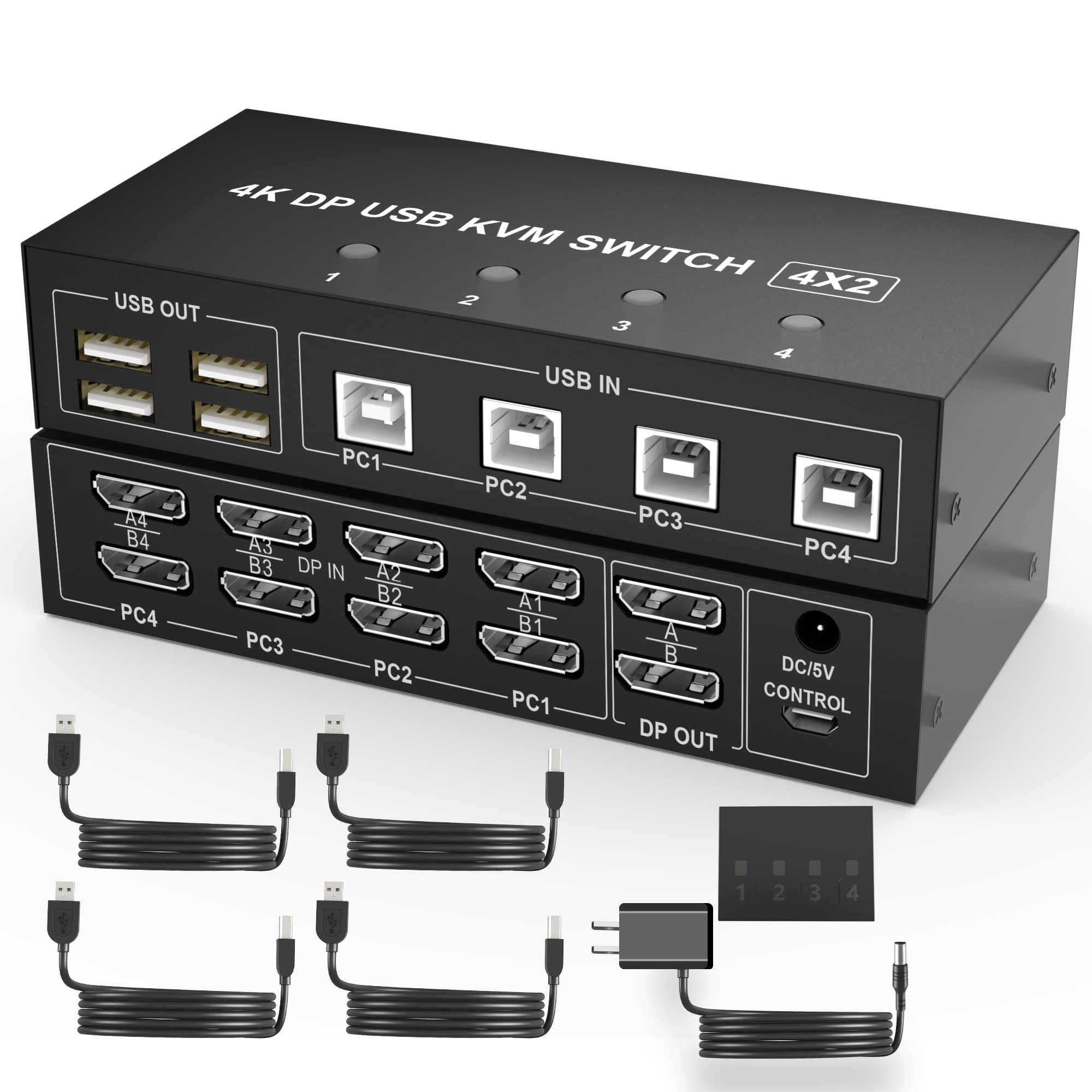 Amazon.co.jp: 4ポートデュアルモニター kvmスイッチDisplayport 4K