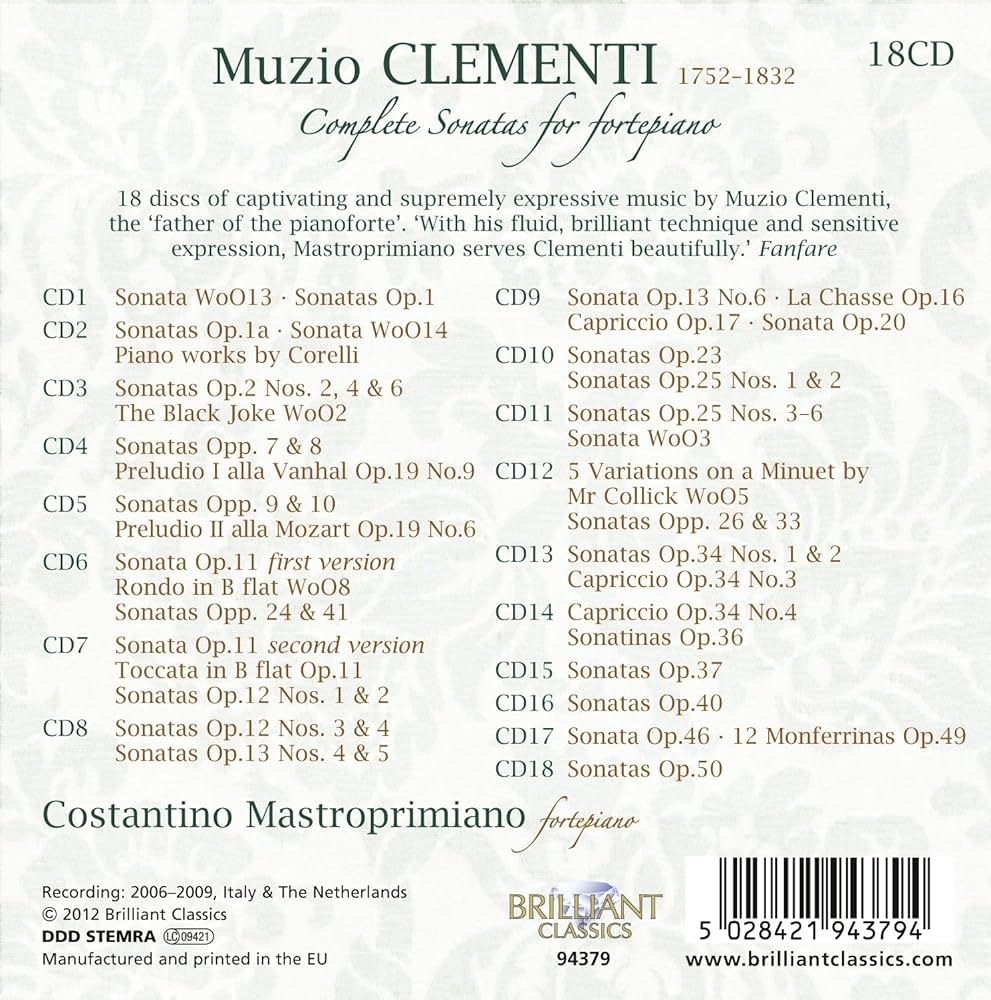 Integrale Delle Sonate Per Pianoforte: Clementi Muzio: Amazon.it