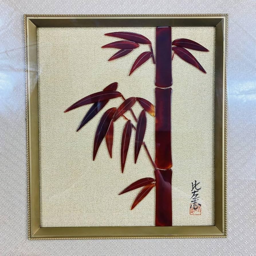 Amazon.co.jp: 比左志 貴石画 竹 宝石絵 額装 宝石画 天然石