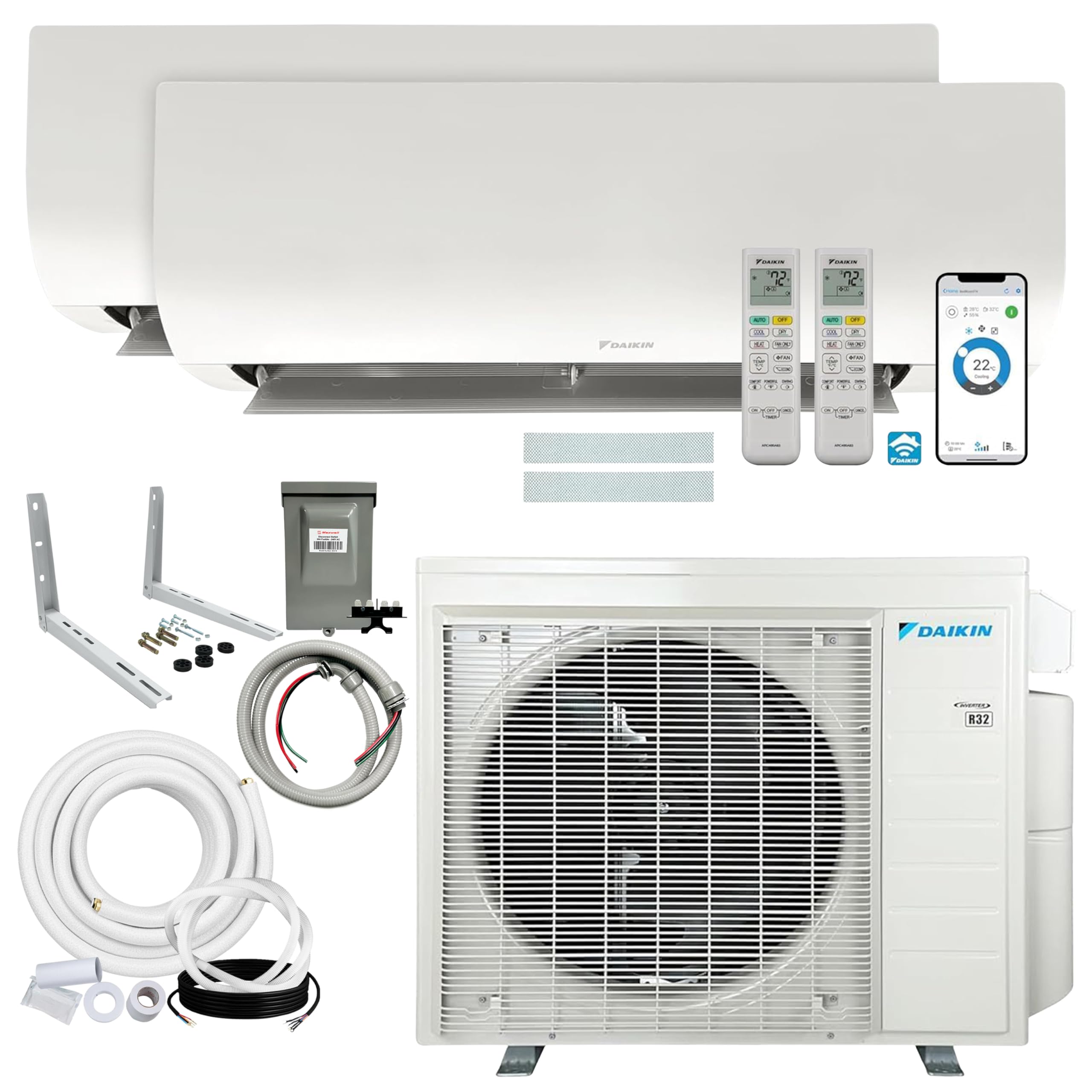Amazon.com: Daikin 18,000 BTU (9K + 15K) 21SEER2 2-Zone Mini Split