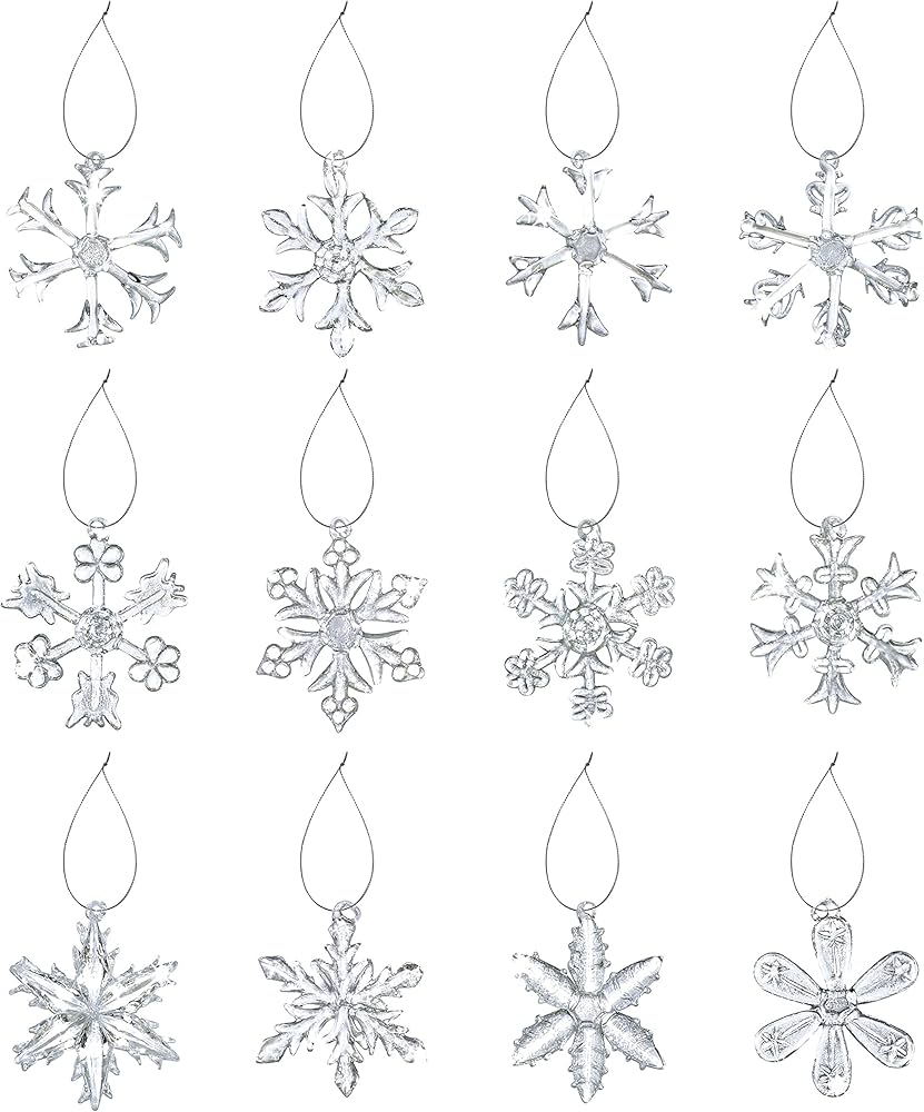 Amazon.co.jp: 4E's Novelyのガラス雪の結晶オーナメント 12個