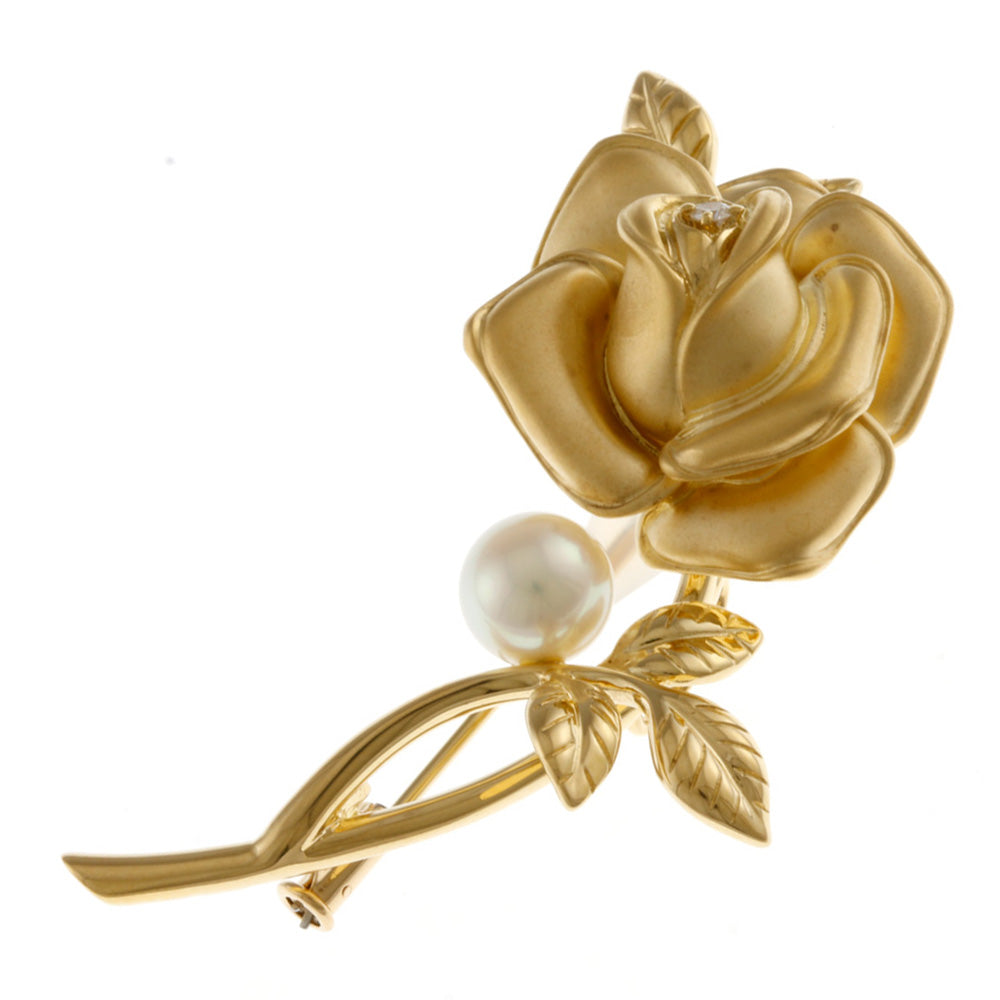 MIKIMOTO ミキモト ブローチ 18金 K18ゴールド ダイヤモンド