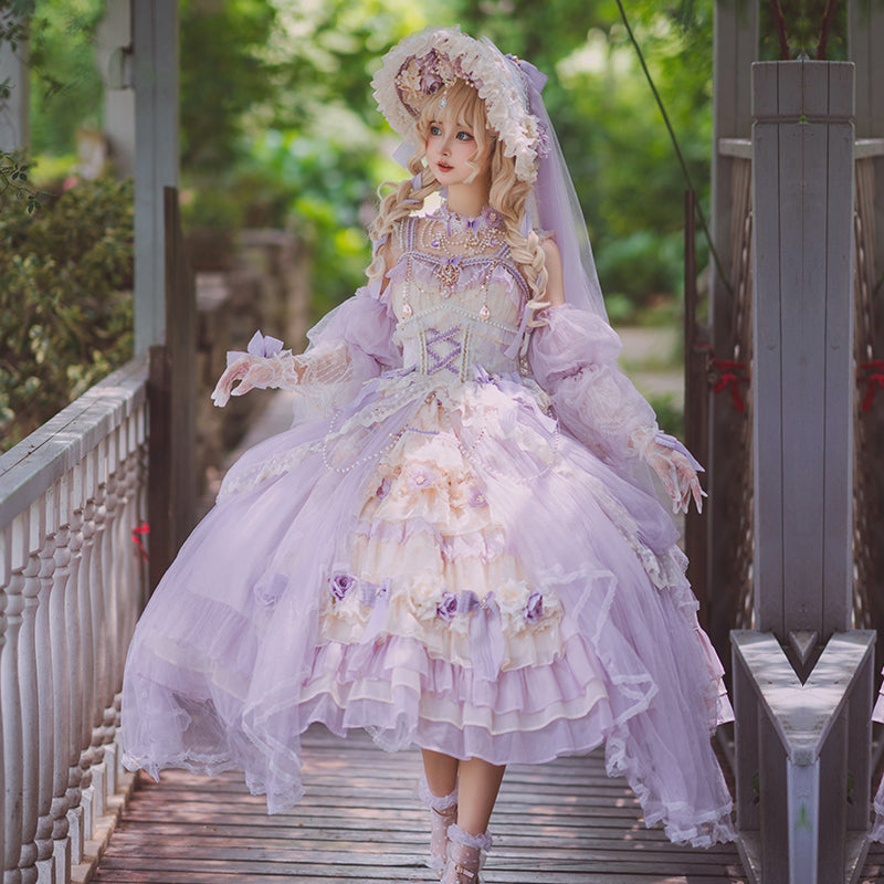 Spring Praise お花とレースのプリンセスドレス・パープル – ロリータ