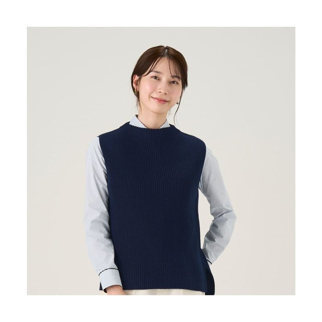 トーキョーシャツ TOKYO SHIRTS ボトルネックニットベスト レディース