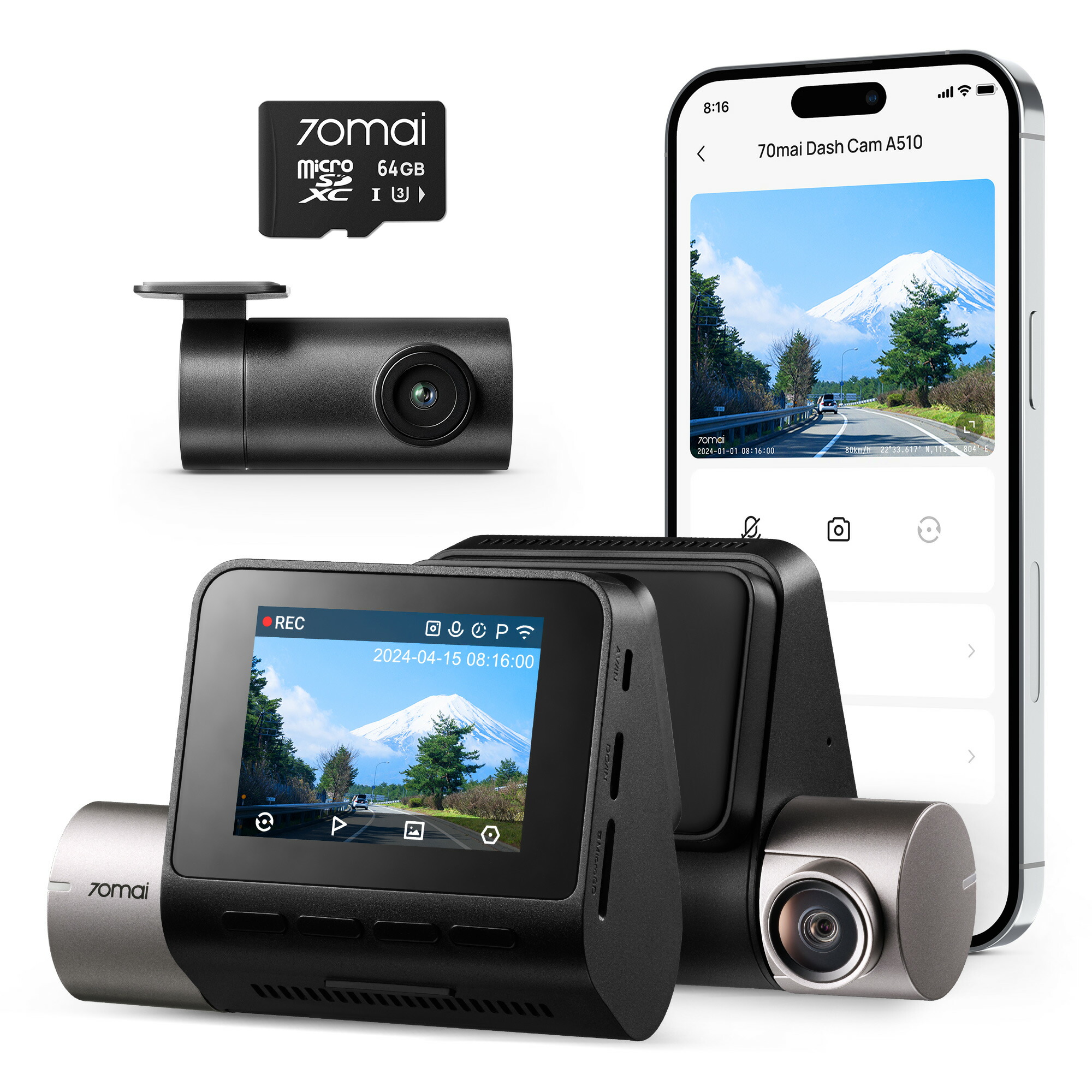 楽天市場】70mai 4kドライブレコーダー A810 64GB/128GB UHD超高精細