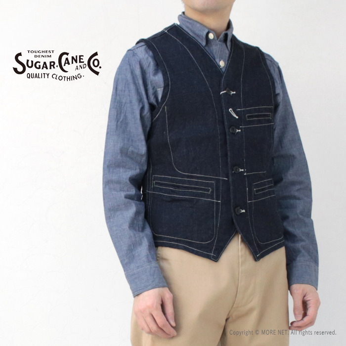 SUGAR CANE シュガーケーン 11ozブルーデニムワークベスト SC15702