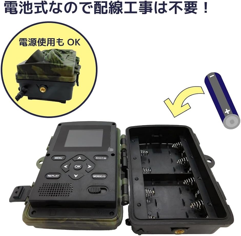 トレイルカメラ 5800万画素 防犯カメラ 屋外 小型 防水 IP66 赤外線 人