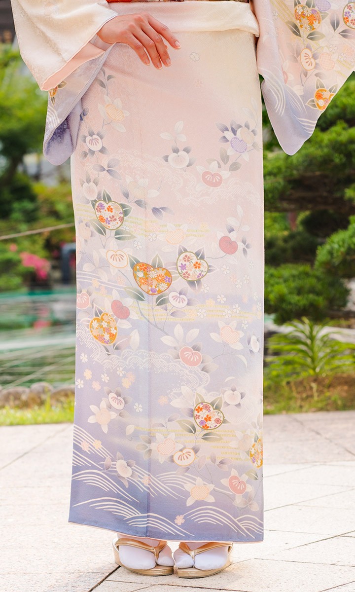 レンタル フルセット 高級正絹 訪問着 HO-MI101 桜色 橘 結婚式 入学式