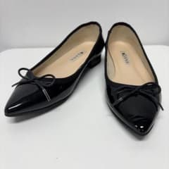 美品】ダイアナ バレエシューズ チャンキーヒール エナメル リボン