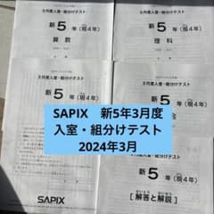 サピックス 新5年 3月度入室・組分けテスト2024年 原本 - メルカリ