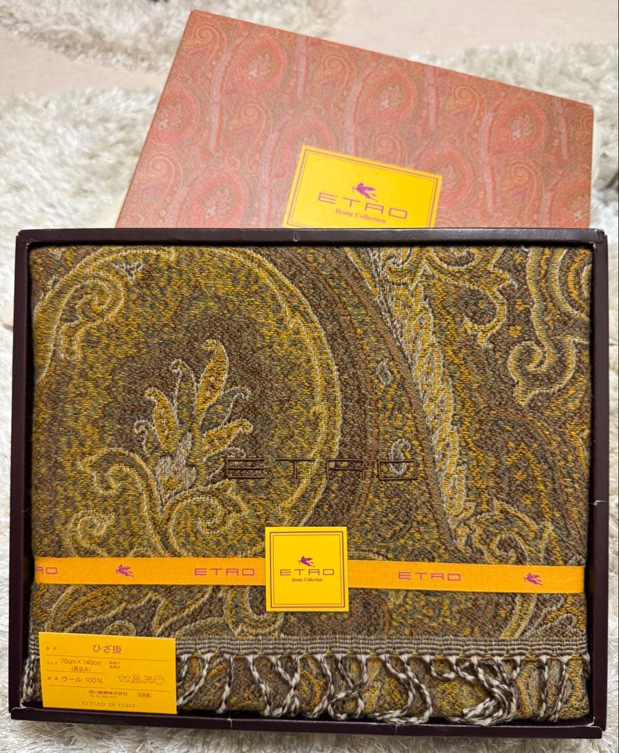 ETRO エトロ ペイズリー柄ウールブランケット ひざ掛け　箱付き 未使用 ヨーロッパ ETRO(エトロ) ブランケット(ひざ掛け)(ライフスタイル