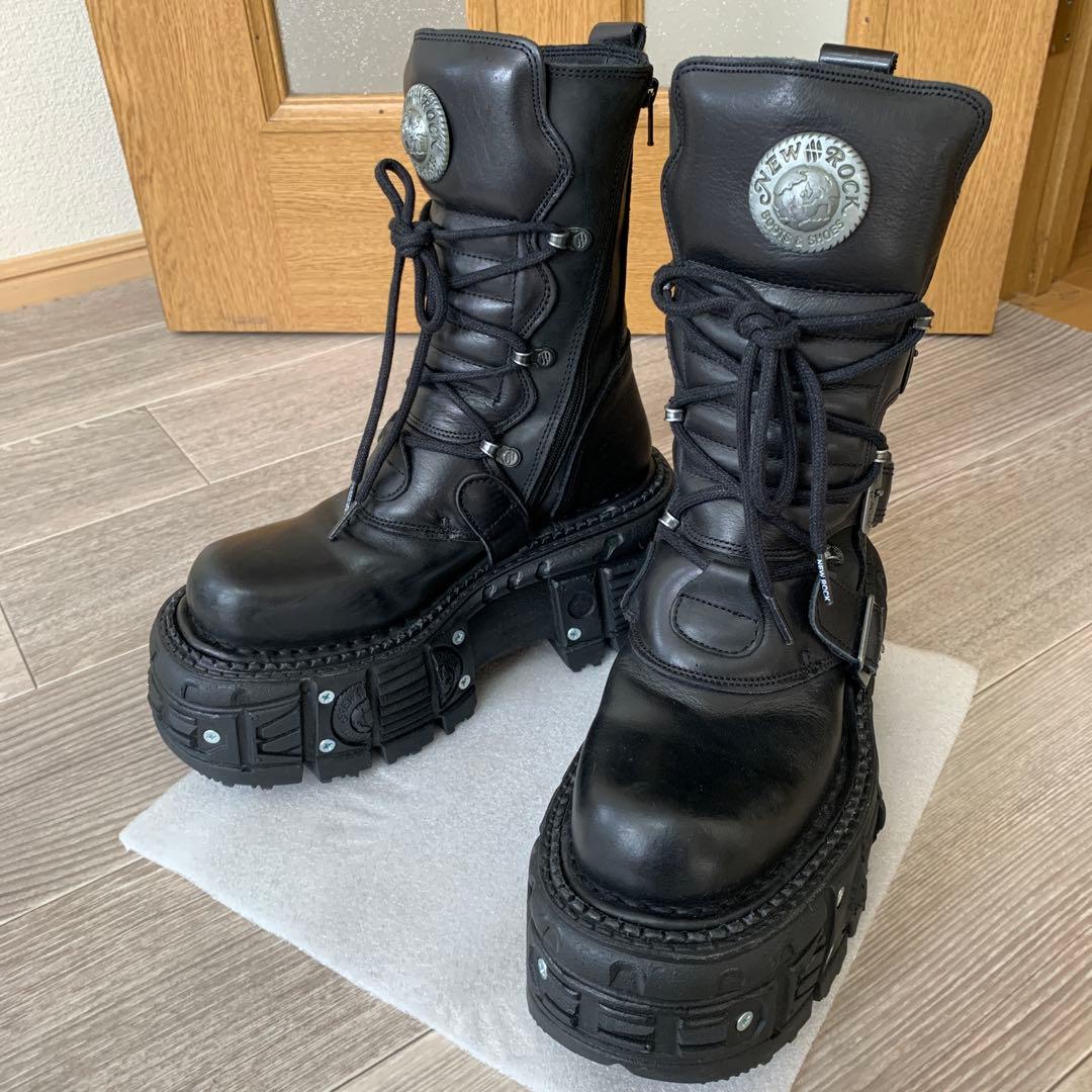 New Rock ユニセックスブラックコンバットブーツ M-TANK373-S1 Amazon.com | New Rock Boots TANK373-S1 Black Leather Men's Combat