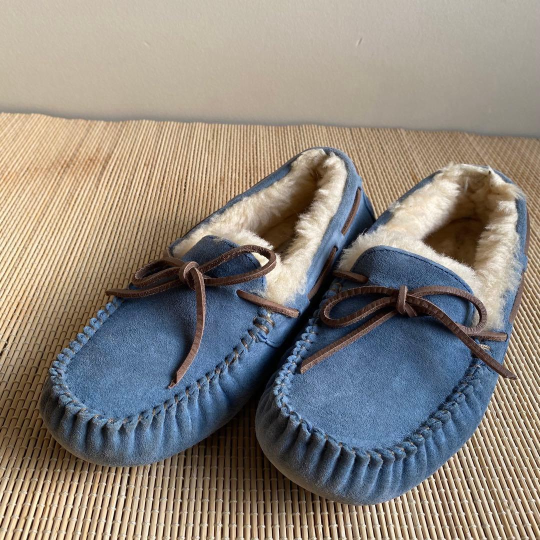 UGGスエードモカシンブルー23センチ ムートン アグ モカシン ボア 箱