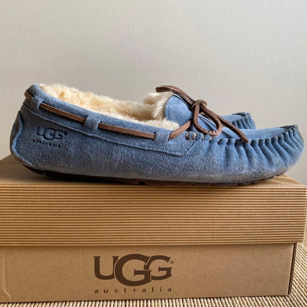 UGGスエードモカシンブルー23センチ ムートン アグ モカシン ボア 箱
