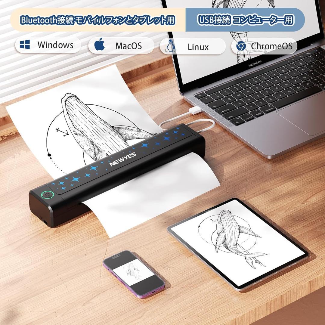 NEWYES サーマルプリンター インク不要 A4サイズ 203dpi 新品 - メルカリ