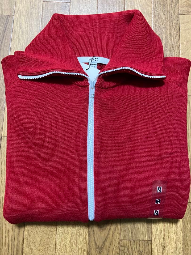 UNIQLO C ミラノリブフルジップカーディガン RED Mサイズ ユニクロ公式 | ミラノリブフルジップカーディガン
