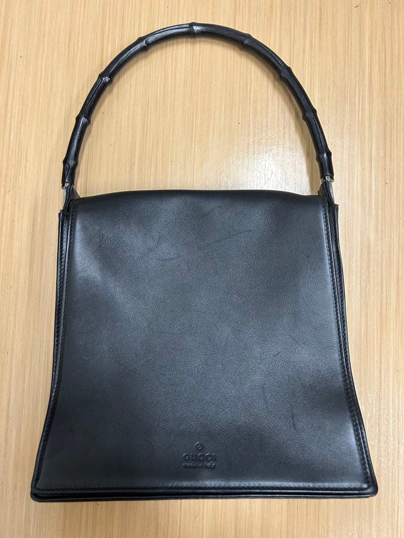黒　GUCCH グッチ　バンブー　ワンショルダーバッグ グッチ バンブー ワンショルダー トートバッグ ナイロン レザー