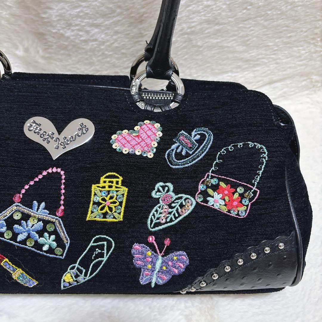 Think Bee! シンクビー ハンドバッグ 黒 刺繍 ビーズ ブラックポンド