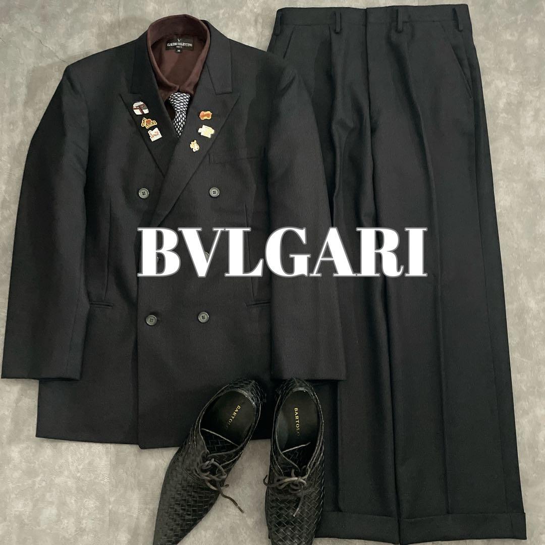 BVLGARIシルクネクタイ×LONNER純毛漆黒ダブルスーツ 成人式 卒業式 メンズスーツKOKUBO 礼装ネクタイ シルク100％ フォーマル 白 黒