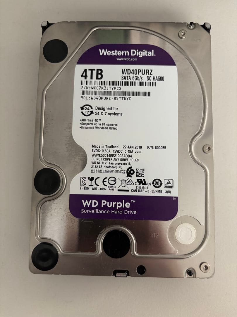 外付けハードディスク・ドライブ Western Digital WD40PURZ 4TB HDD Amazon | Western Digital HDD 4TB WD Purple 監視システム 3.5インチ