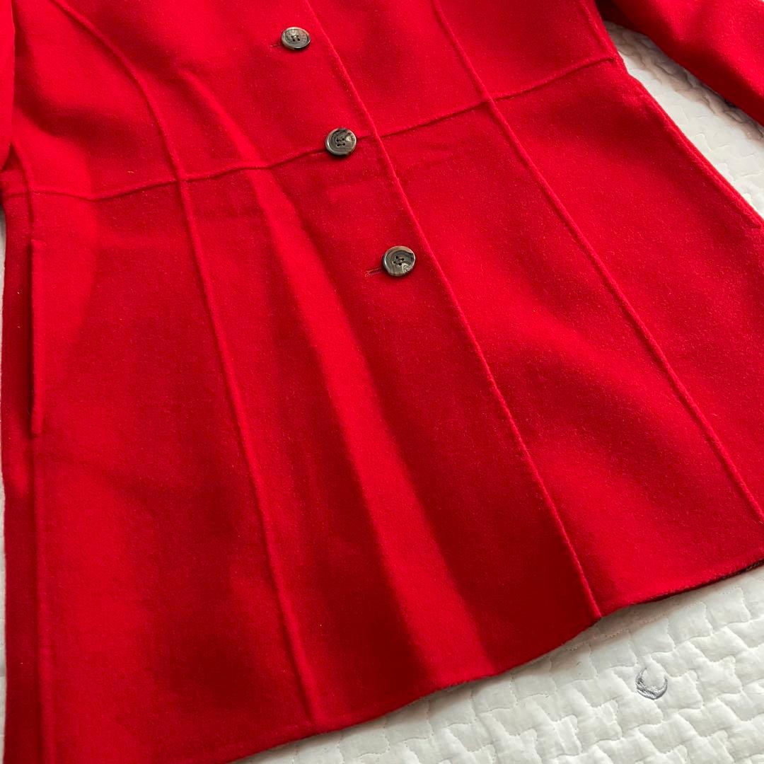 DAKS ダックス 毛100%コート サイズ40 赤レッド - メルカリ