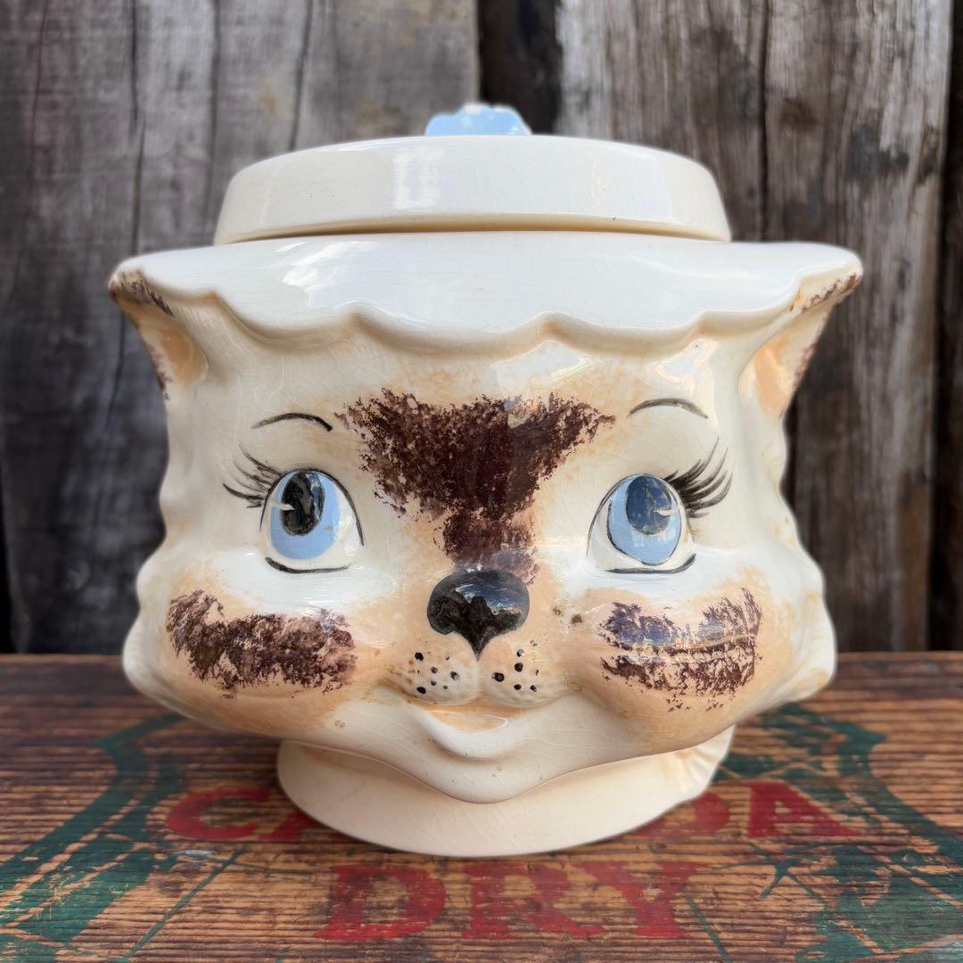 【1970s USA vintage】LEFTON レフトン 猫 クッキージャー レフトン Miss Priss ブルーの猫 クリーマー ミルクピッチャー1960年代