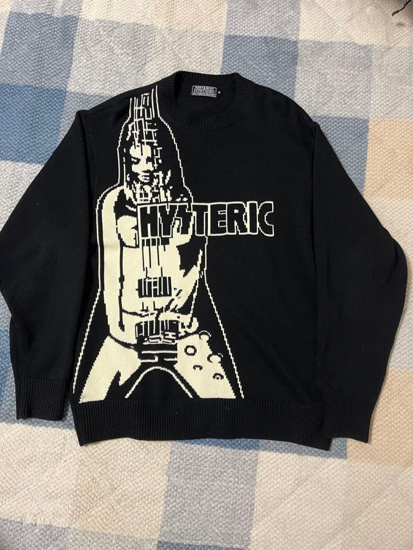 【極美品】 HYSTERIC M ギターガール ヒス グラフィックニット 超絶希少モデル】ヒステリックグラマー 全面ギターヒスガール 入手困難