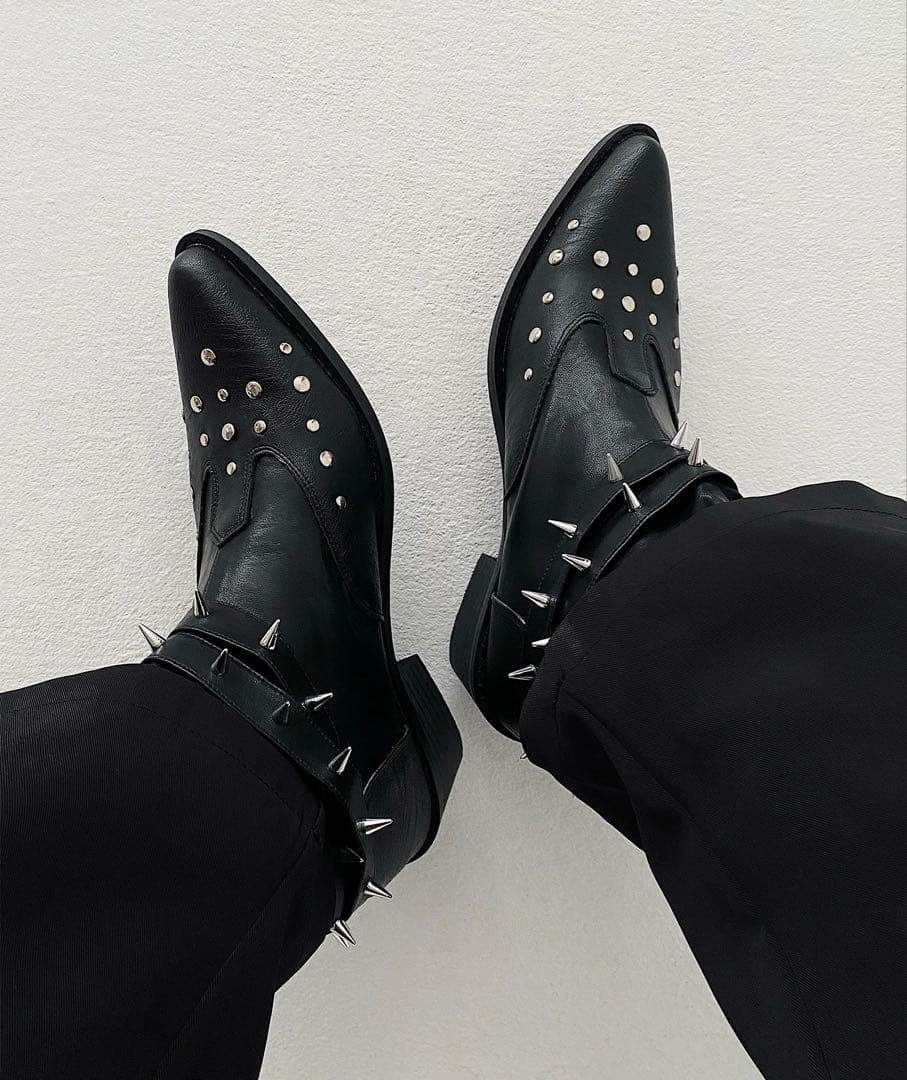 Opium Rivet Strap Leather Heel Boots ブーツ - メルカリ